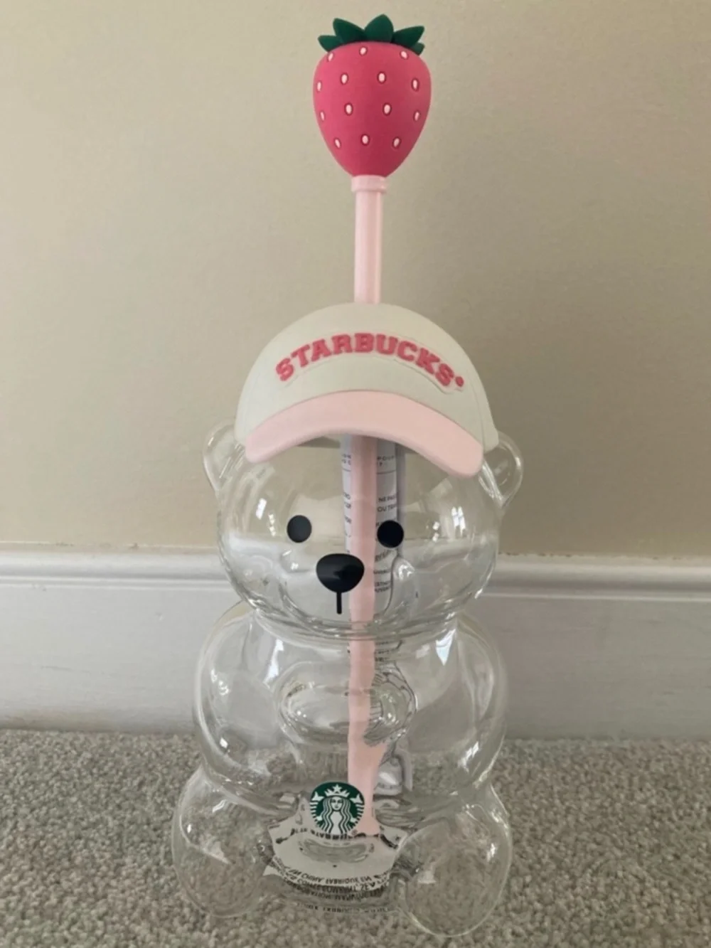 2026 Starbucks Pink Bearista Bear Glass Cold Cup